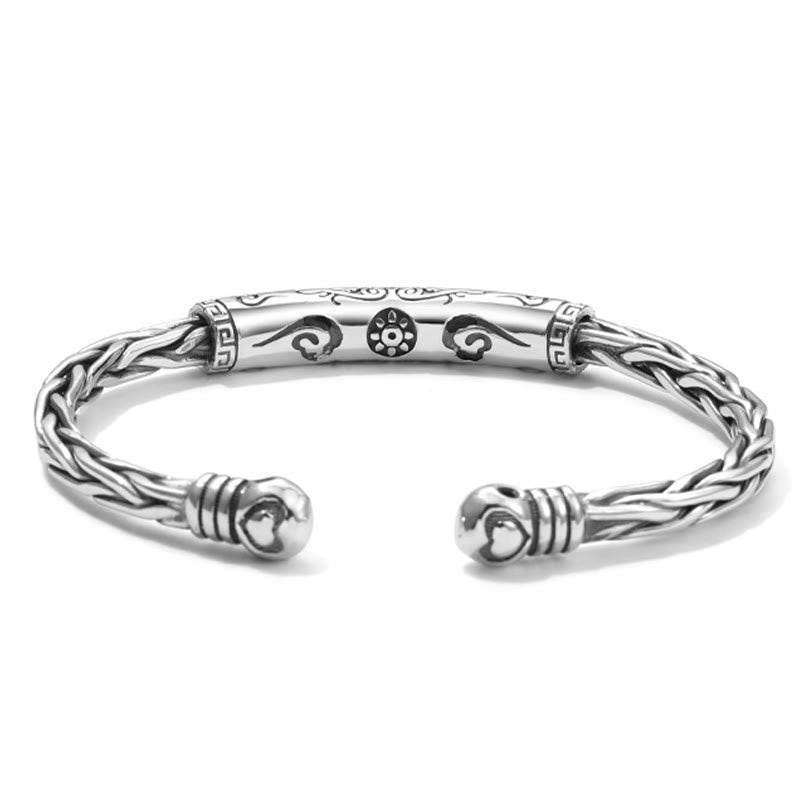 Nimara Ritual Tibet Om Mani Padme Hum Engraved Focus Cuff Bracelet Bangle