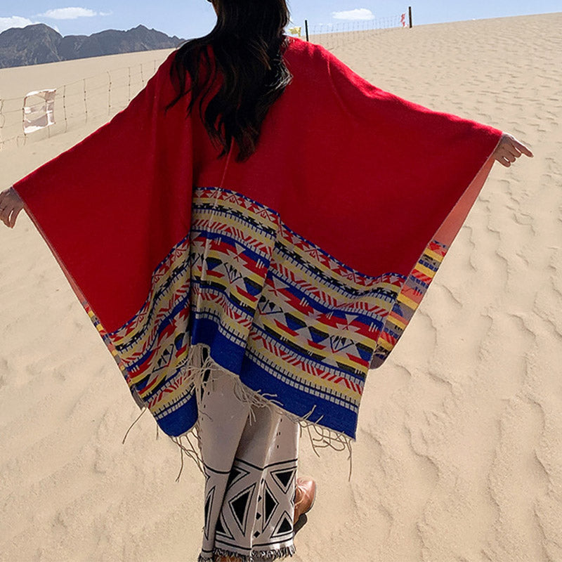 Nimara Ritual Tibetan Shawl Colorful Geometry Winter Cozy Travel Scarf Wrap