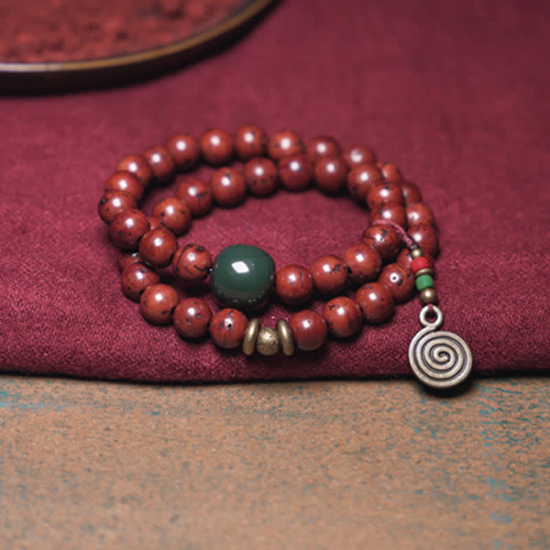 Nimara Ritual Bodhi Seed Cyan Jade Copper Peace Luck Bracelet