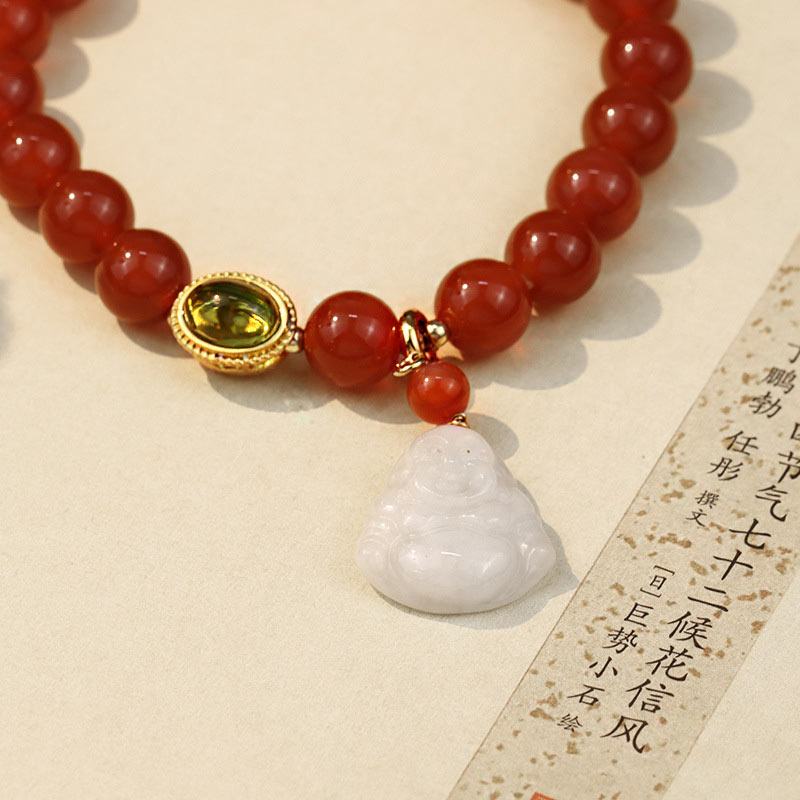 Nimara Ritual Natural Red Agate Buddha Success Bracelet