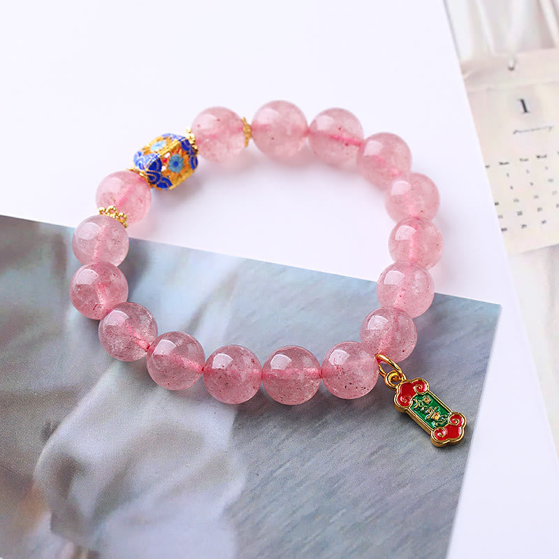 Nimara Ritual Strawberry Quartz Positive Ruyi Charm Bracelet