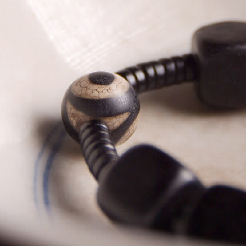 Nimara Ritual Tibetan Ebony Wood Dzi Bead Strength Bracelet
