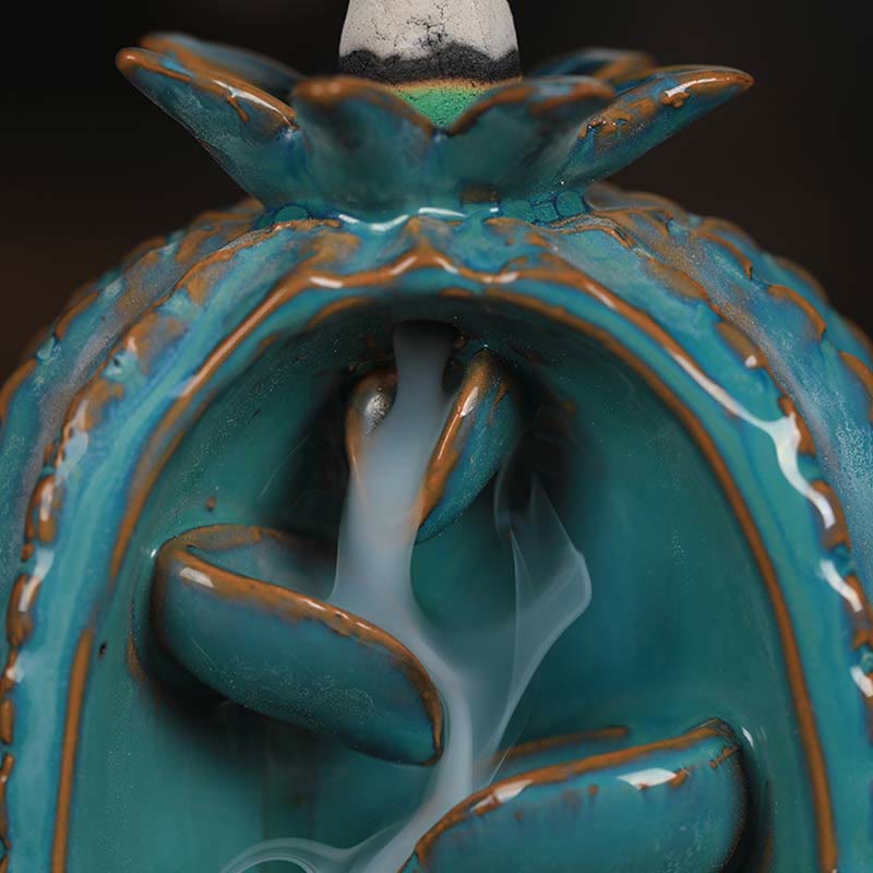 Nimara Ritual Cactus Ceramic Healing Backflow Smoke Fountain Incense Burner