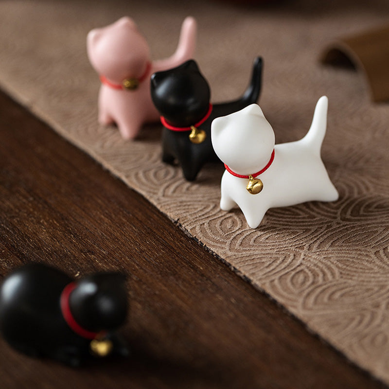 Nimara Ritual Mini Small Cute Cat Tea Pet Ceramic Home Desk Figurine Decoration