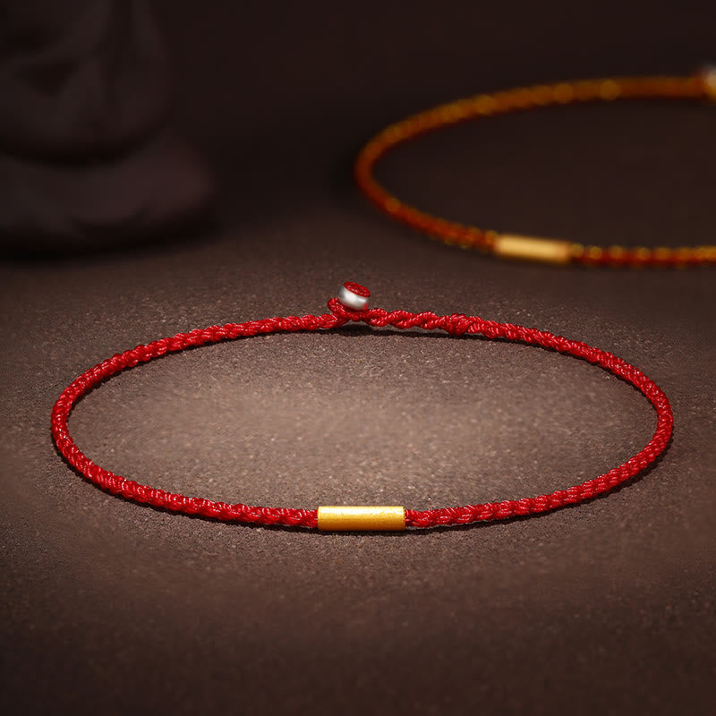 Nimara Ritual 999 Gold Bead Handmade Four Thread Wishful Knots Braided Protection Bracelet