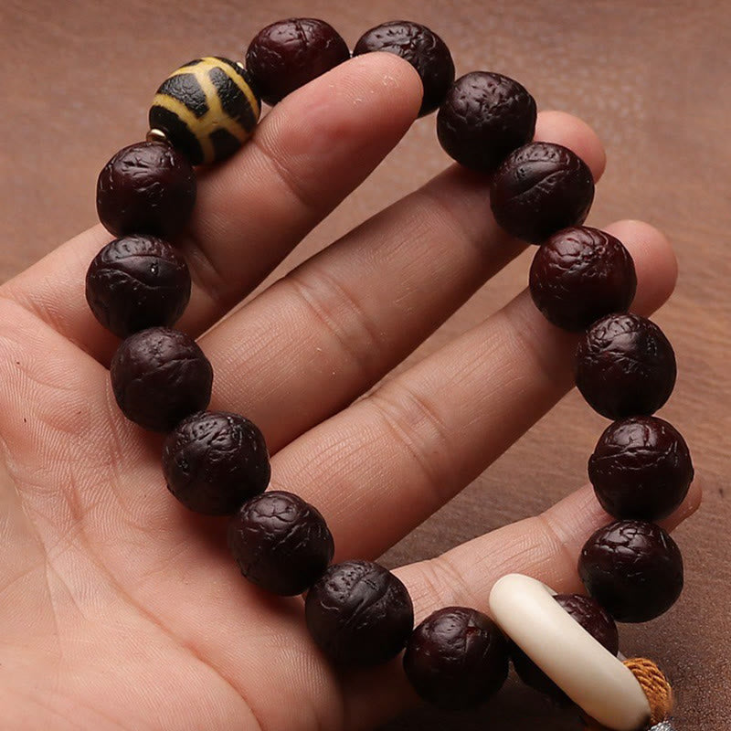 Nimara Ritual Tibetan Bodhi Seed Agate Bead Luck Wealth Tassel Charm Wrist Mala