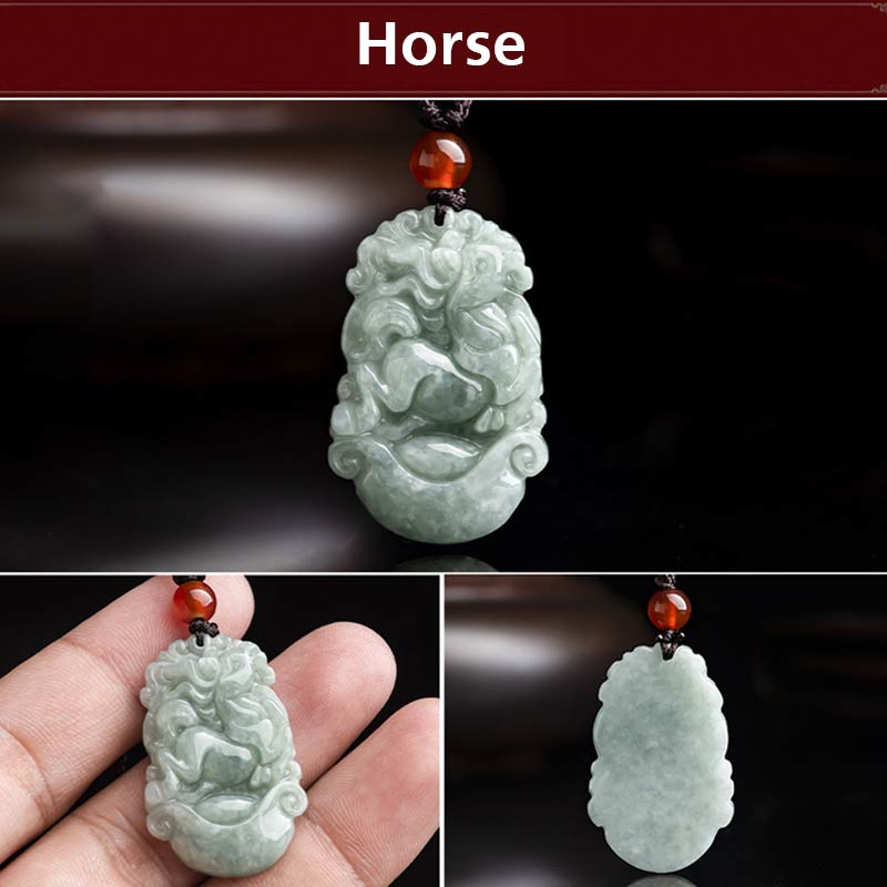 Nimara Ritual "Wishing You Grace and Good Fortune" Jade Horse Necklace Includes Gift Message Card