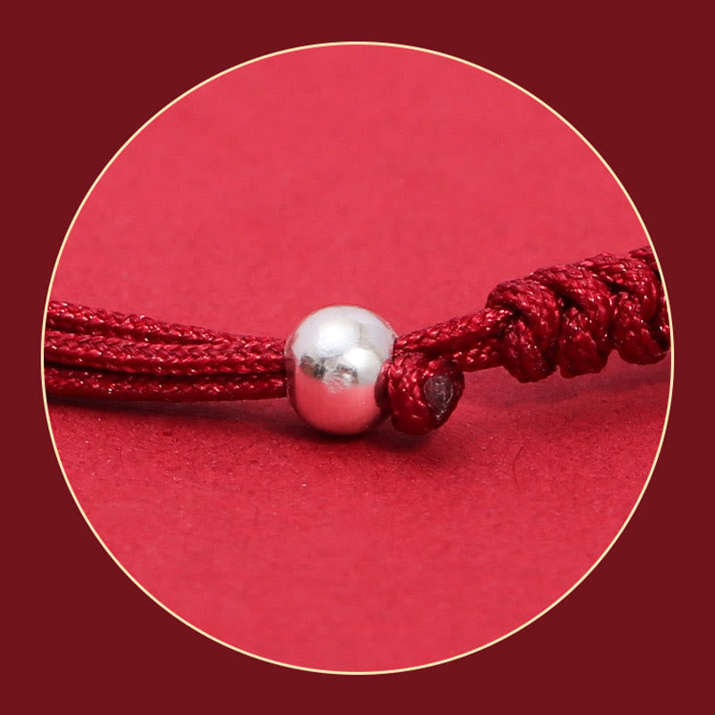 Nimara Ritual 999 Sterling Silver PiXiu Strawberry Quartz Bead Wealth Luck Braided Bracelet