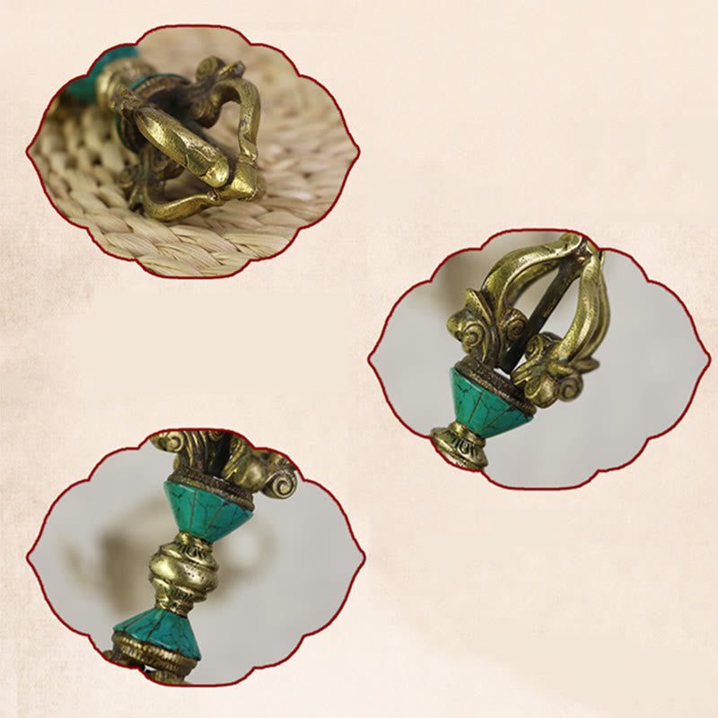 Nimara Ritual Tibetan Five Prong Vajra Dorje Handcrafted Nepal Spiritual Power Copper Decoration
