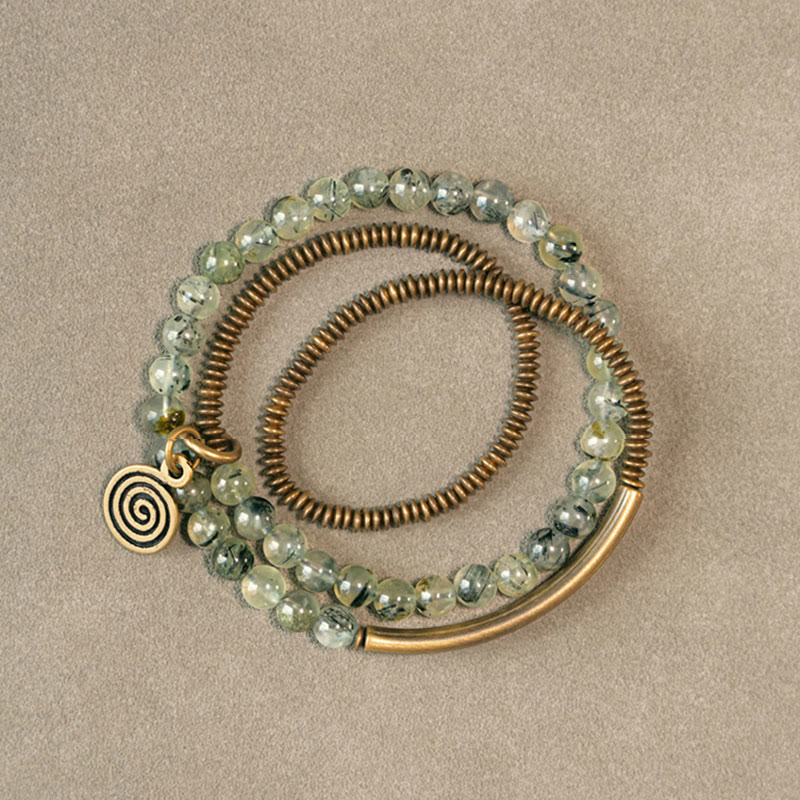 Nimara Ritual Purple Phantom Red Hematoid Quartz Green Rutilated Quartz Copper Love Forgive Bracelet