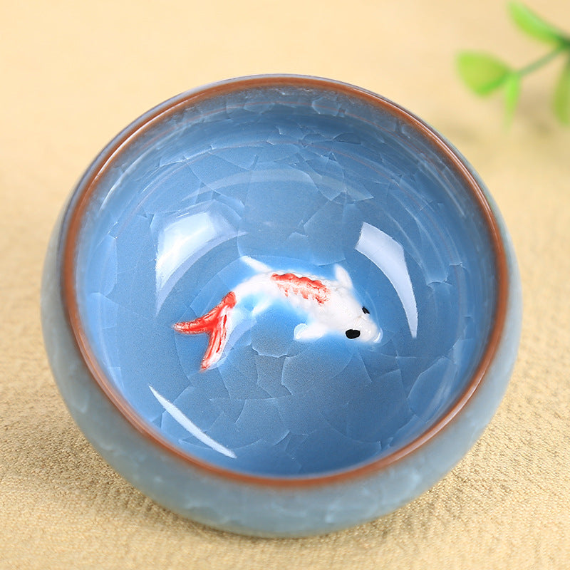 Nimara Ritual Cute Koi Fish Ceramic Teacup Kung Fu Tea Cup Bowl 45ml