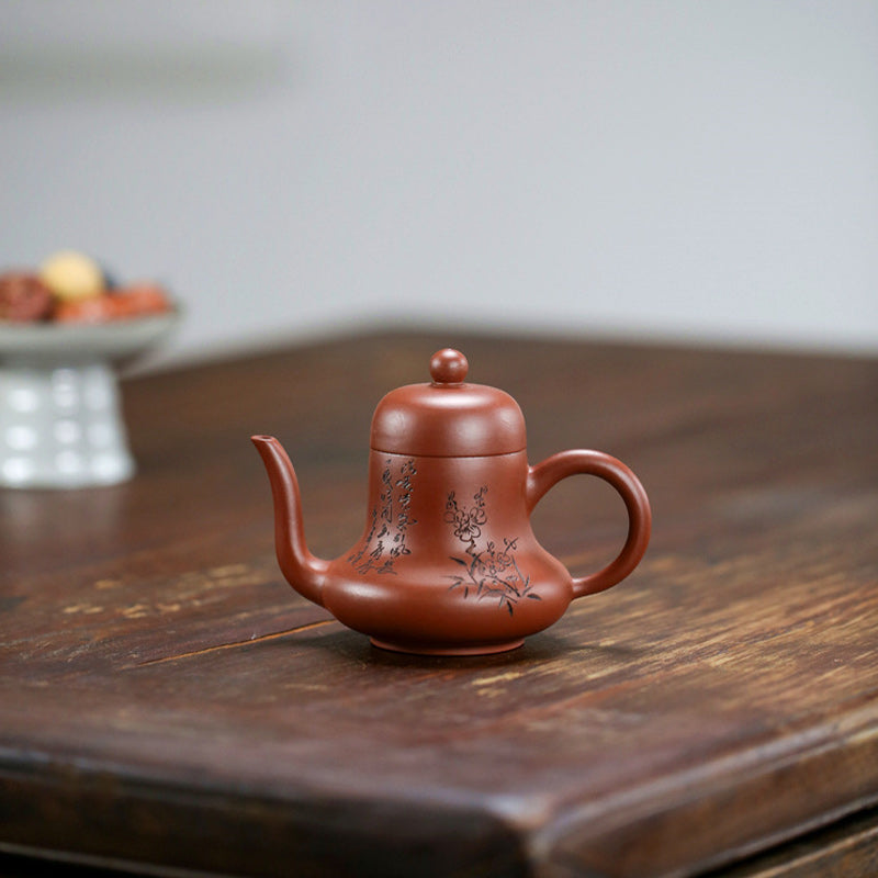 Nimara Ritual Vintage Bamboo Peach Blossom Purple Clay Kung Fu Teapot