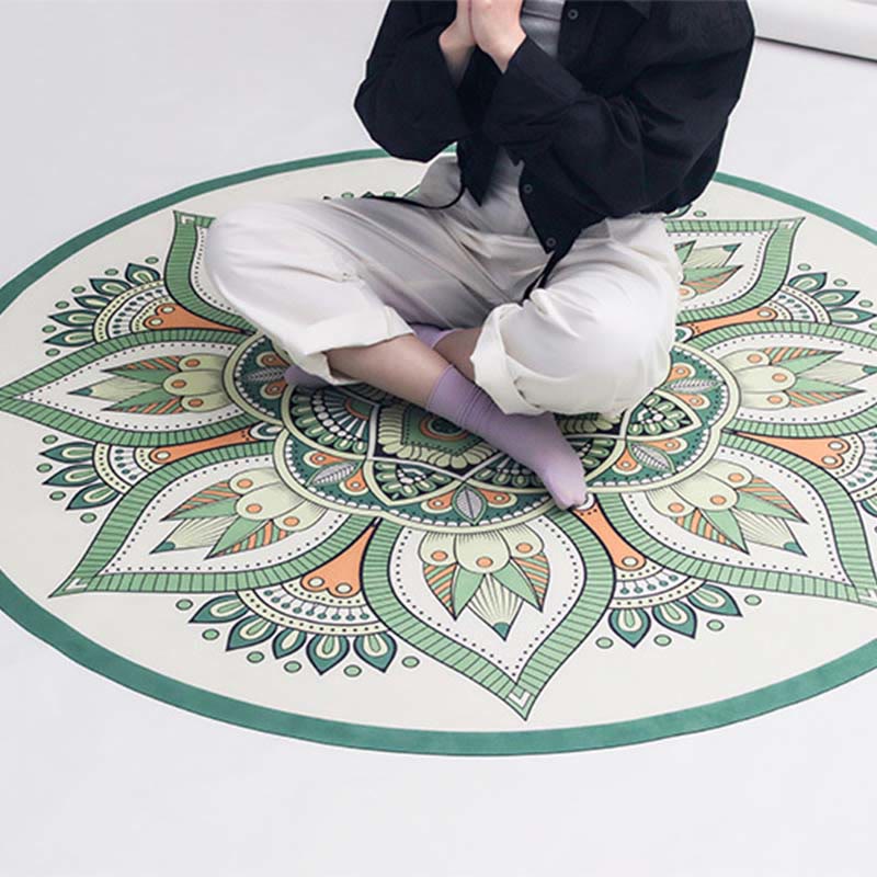 Nimara Ritual Tibetan Lotus Mandala Enlightenment Foldable Natural Rubber Yoga Mat Decoration