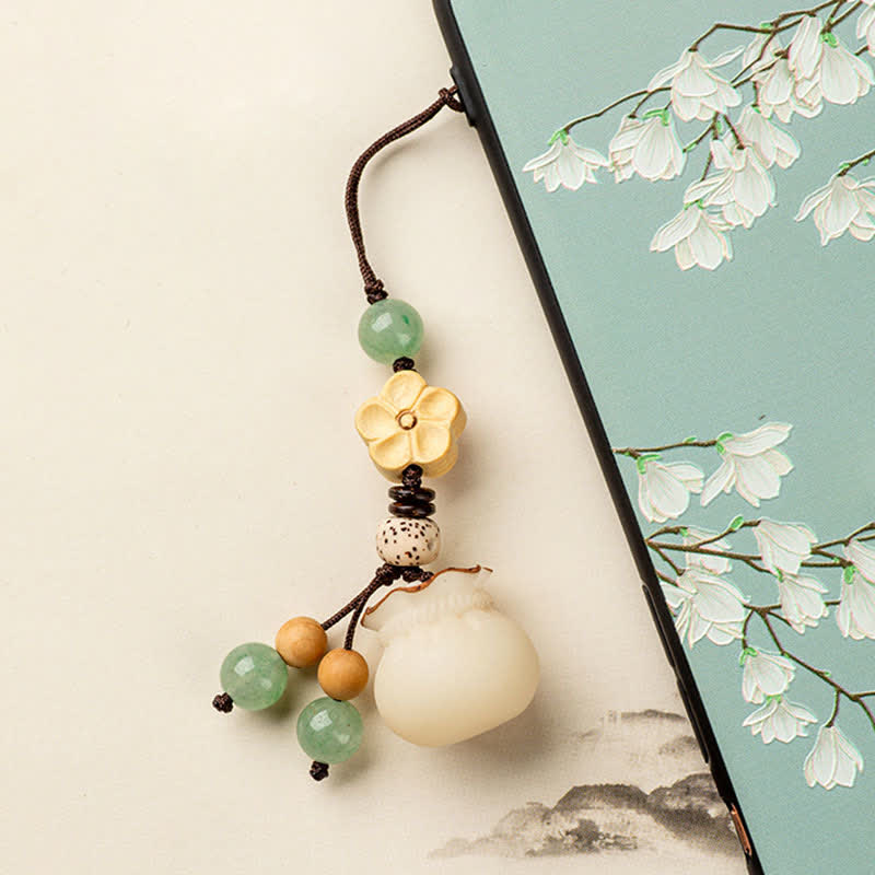 Nimara Ritual Natural Bodhi Seed Money Bag Flower Blessing Prosperity Keychain