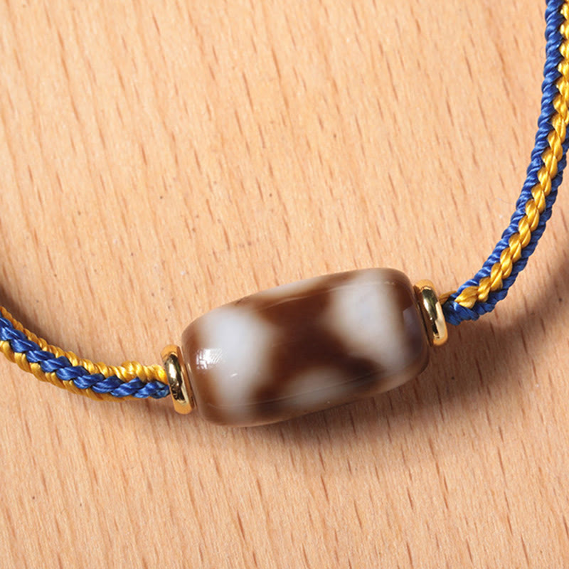 Nimara Ritual Tibetan Three-eyed Dzi Bead Luck Happiness Bracelet