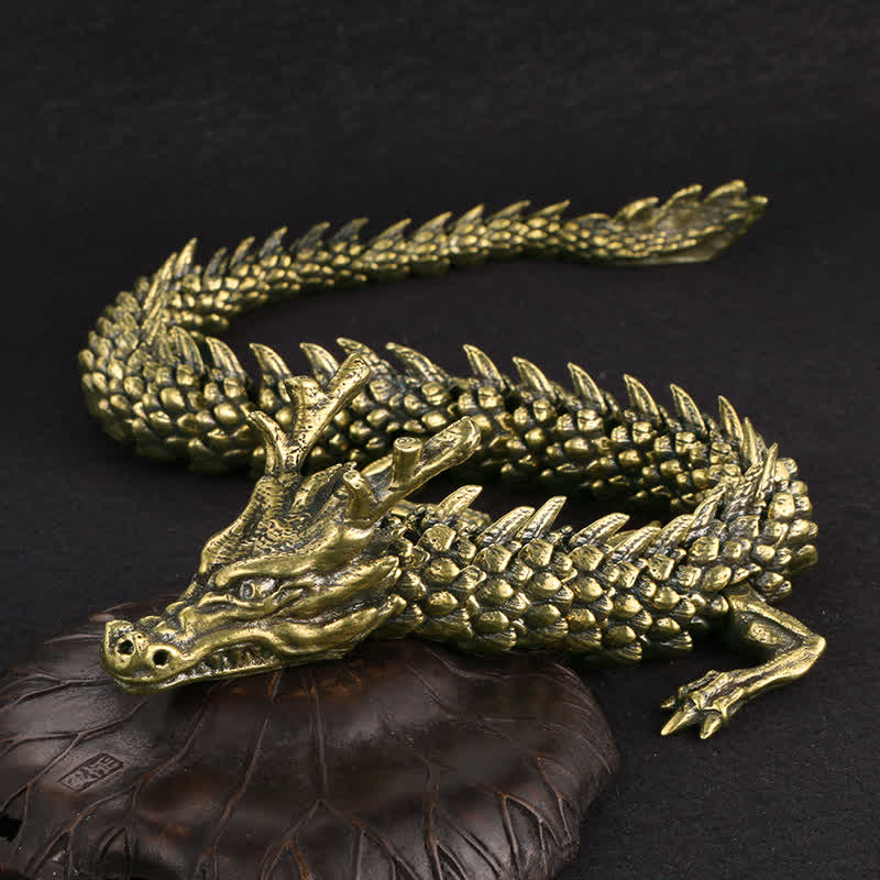 Nimara Ritual Brass Copper Dragon Wealth Luck Protection Statue Figurine Home Decoration