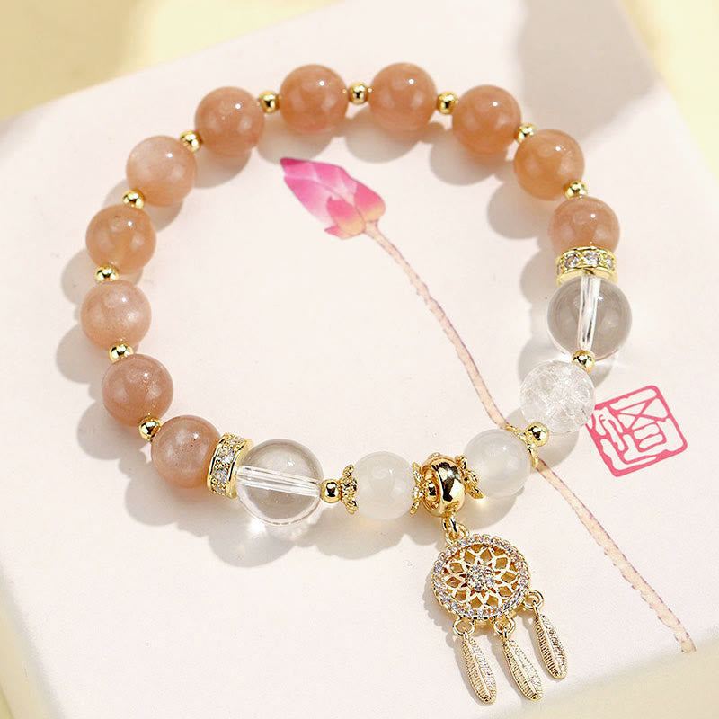 Nimara Ritual Green Strawberry Quartz Amethyst Crystal Dreamcatcher Healing Bracelet