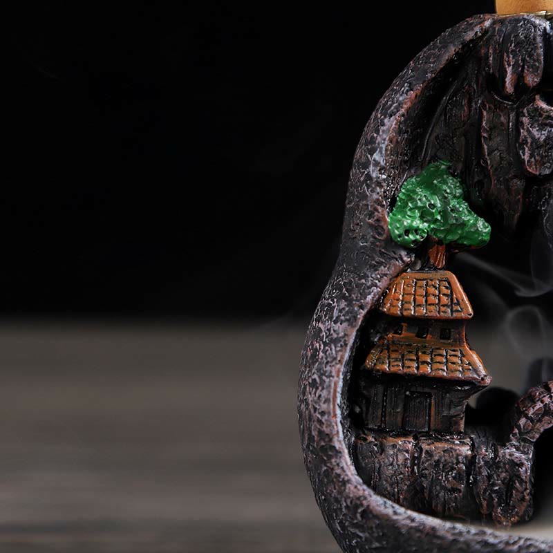 Nimara Ritual Mountain Bridges Pattern Meditation Resin Backflow Incense Burner
