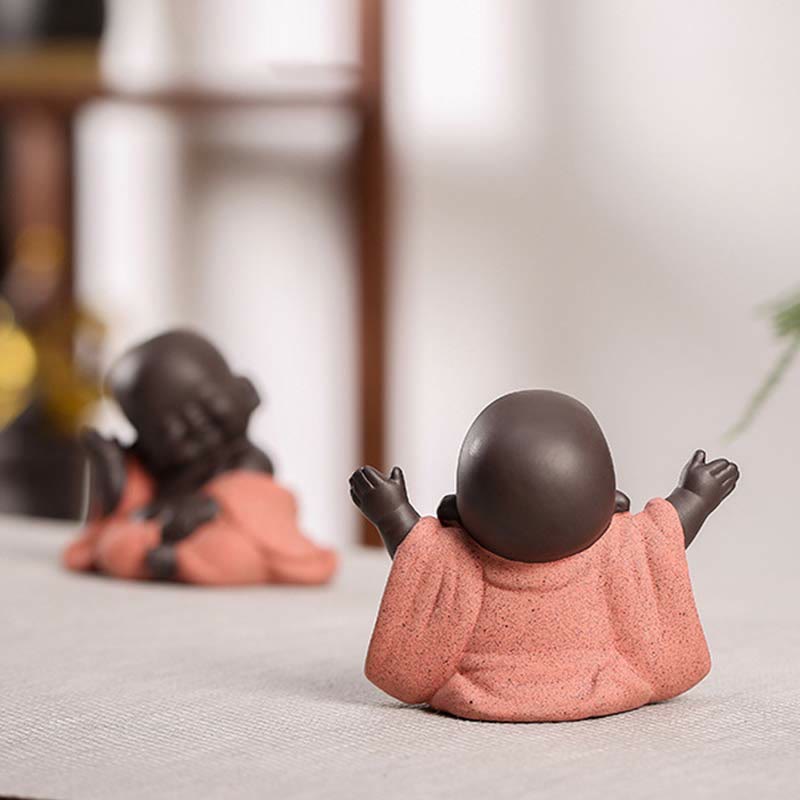 Nimara Ritual Always Smiling Laughing Buddha Wealth Luck Purple Clay Maitreya Statue Decoration