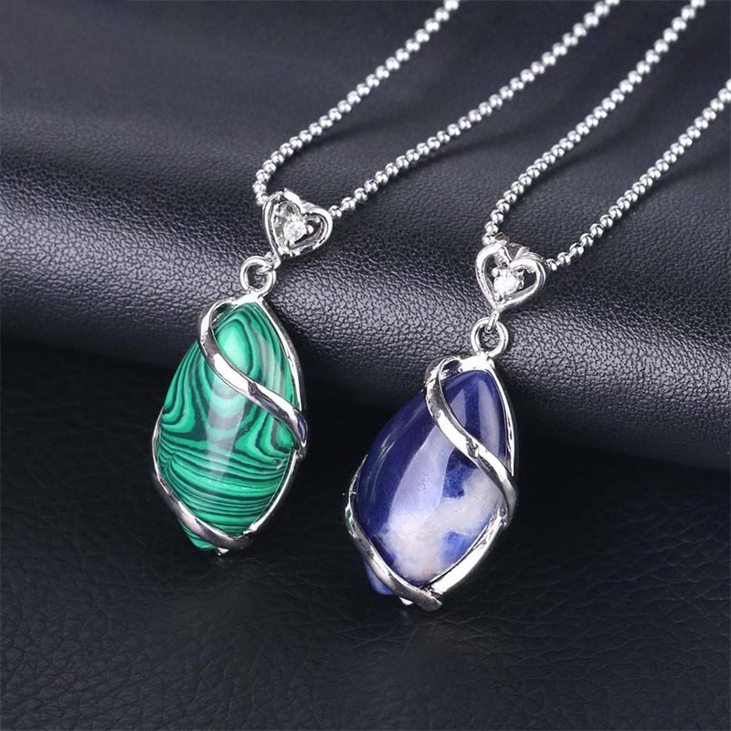 Nimara Ritual Marquise Pattern Natural Crystal Stone Charm Necklace Pendant