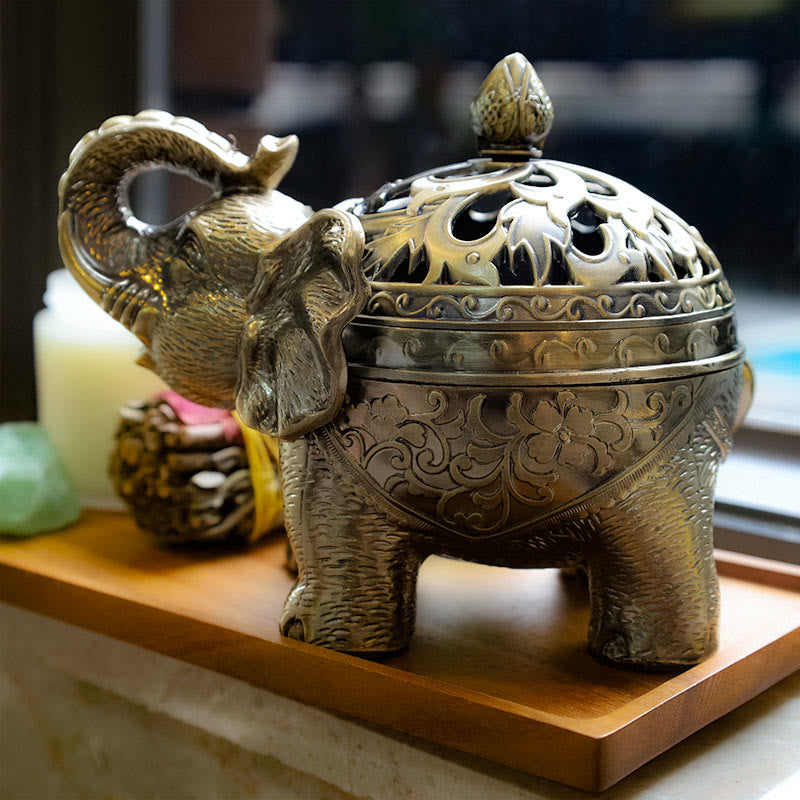 Nimara Ritual Elephant Alloy Incense Holder Home Decoration Incense Burner