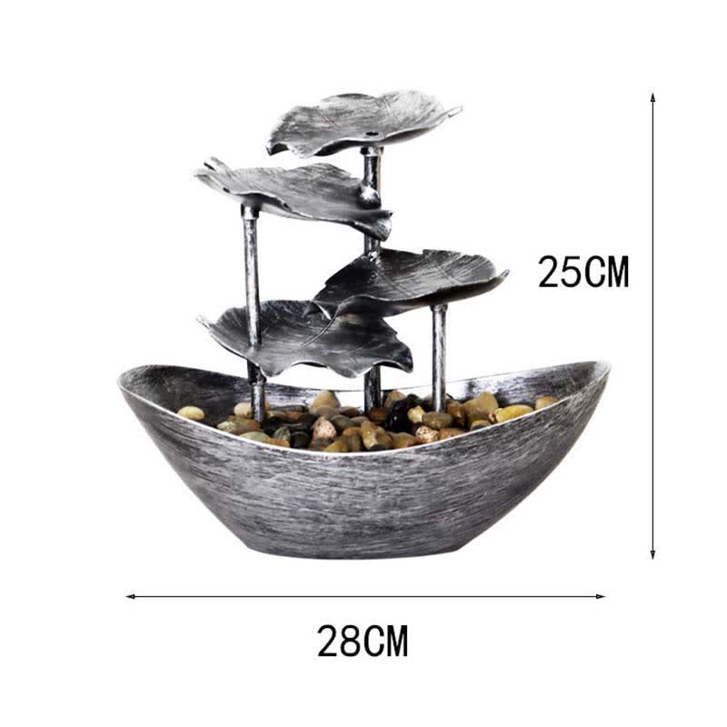 Nimara Ritual Lotus Leaf Shaped Waterfall Fountain Tabletop Ornaments With LED Light Home Office Desktop Decoration