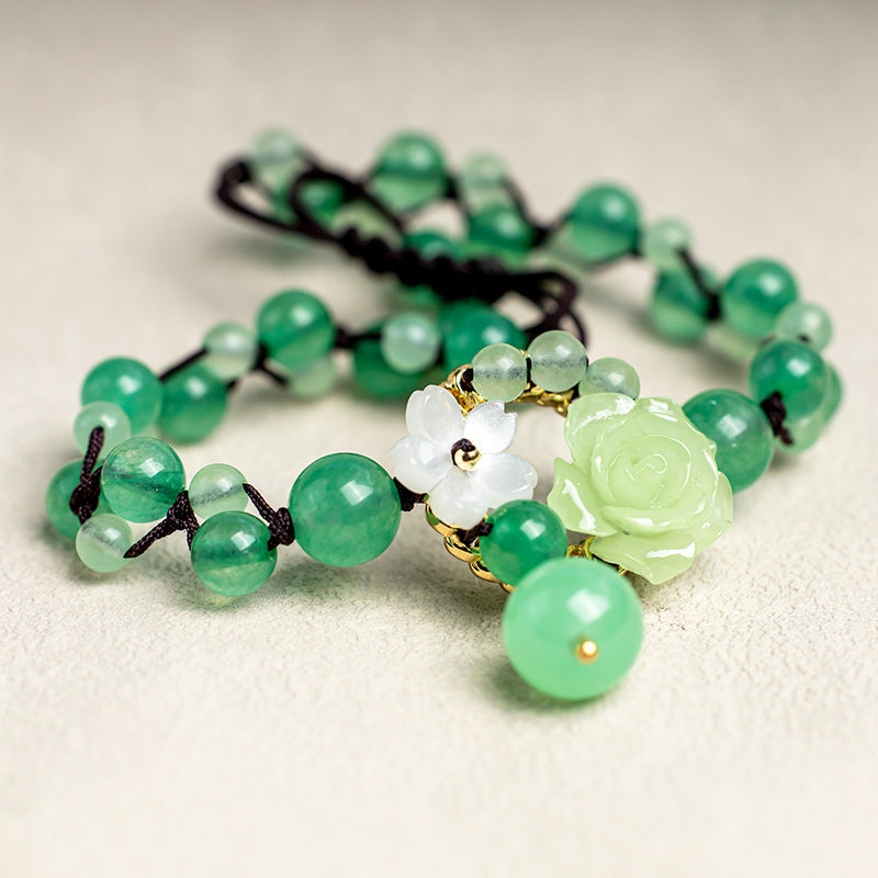 Nimara Ritual Financial Success Jade Braided Weave Prosperity Abundance Anklet