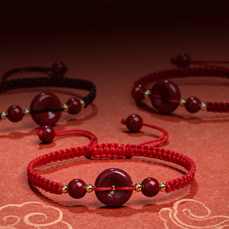 Nimara Ritual Natural Cinnabar Peace Buckle Blessing String Bracelet