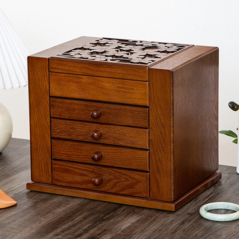 Nimara Ritual Vintage Large Capacity Wooden Jewelry Box Jewelry Storage Box With Mirror