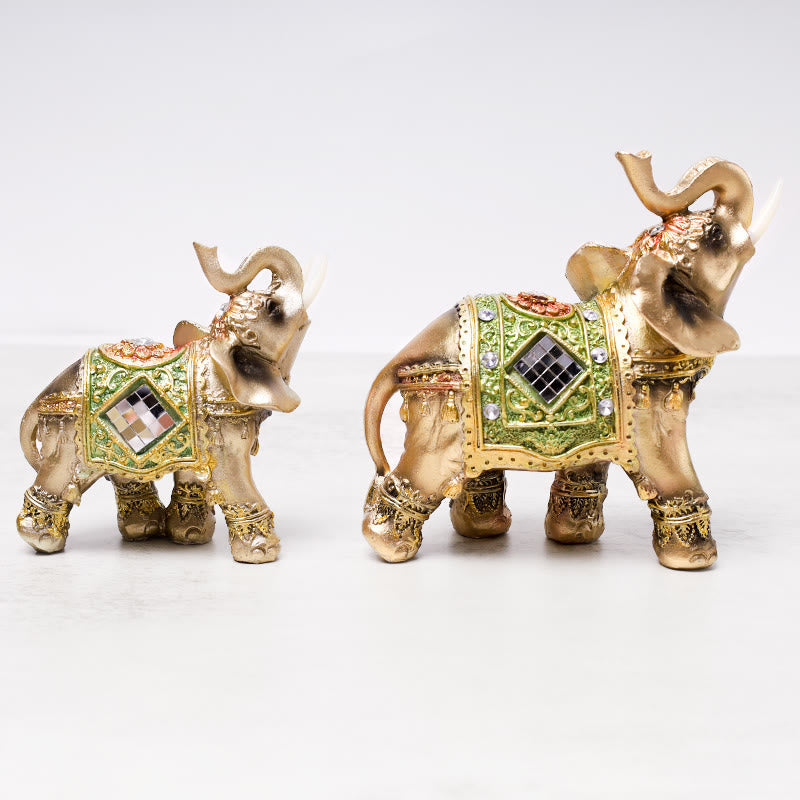 Nimara Ritual Lucky Feng Shui Green Elephant Statue Sculpture Wealth Figurine Gift Home Decoration