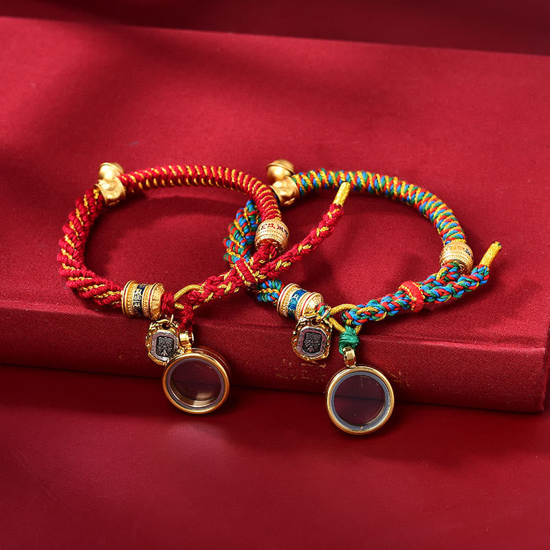 Nimara Ritual Tibetan Om Mani Padme Hum Carved Zakiram Goddess of Wealth Charm Amulet Bracelet