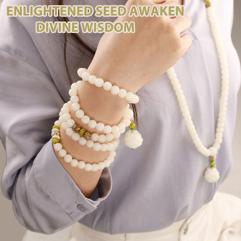 Nimara Ritual White Jade Bodhi Lotus Mala Harmony Necklace Bracelet
