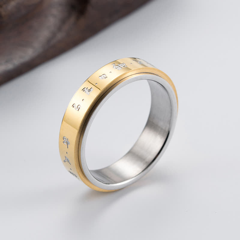 Nimara Ritual Mantra Titanium Steel Balance Rotatable Ring