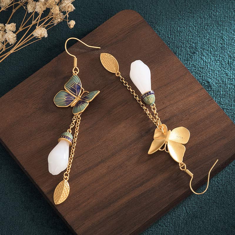 Nimara Ritual FengShui White Jade Fortune Earrings