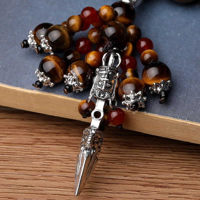 Nimara Ritual Natural Tiger Eye Red Agate Dragon Vein Agate Stone Vajra Dorje Power Healing Bracelet Car Decoration