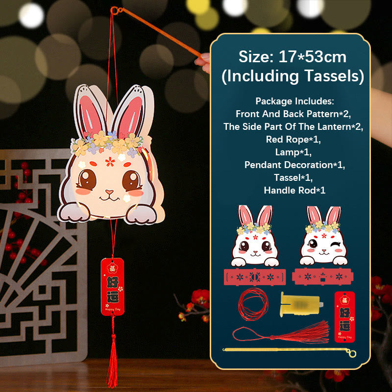 Nimara Ritual DIY Good Luck Cute Rabbit Paper Lantern Lamp Mid-Autumn Festival Lantern Decoration