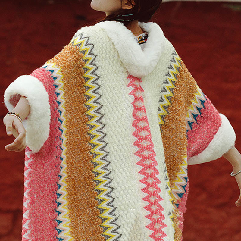 Nimara Ritual Tibetan Multicolored Striped Shawl Winter Cozy Travel Scarf Wrap