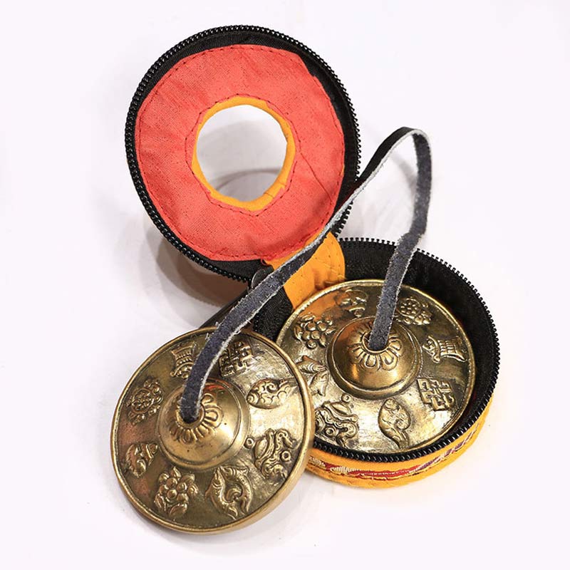 Nimara Ritual Tibetan Tingsha Bell Six True Words Dragon Copper Balance Decoration With Bag