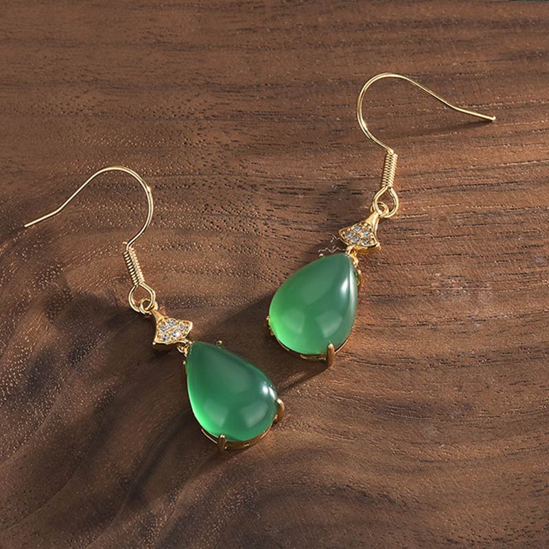 Nimara Ritual Cyan Jade Luck Drop Earrings