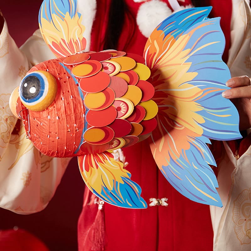 Nimara Ritual DIY Good Luck Koi Fish Paper Lantern Lamp Mid-Autumn Festival Child Kids Lantern Decoration