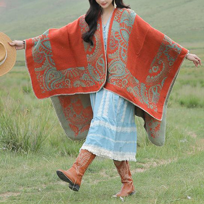 Nimara Ritual Tibetan Shawl Simple Pattern Winter Cozy Travel Scarf Wrap