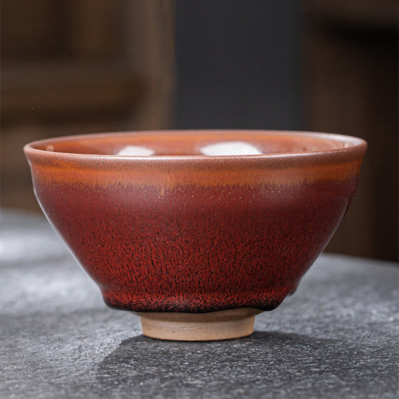 Nimara Ritual Vintage Red Brown Chinese Jianzhan Porcelain Teacup Kung Fu Tea Cup