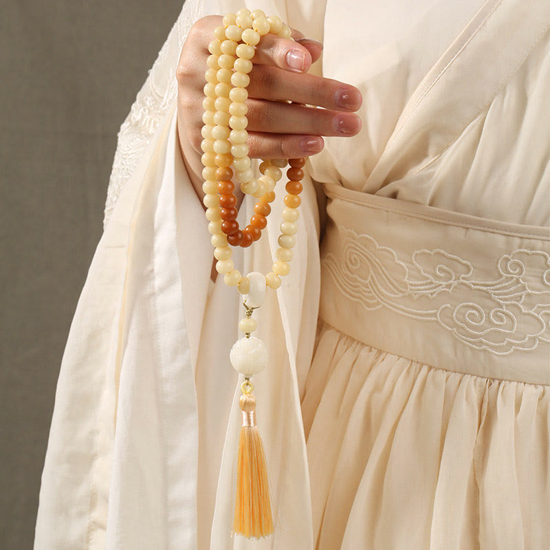 Nimara Ritual Natural Bodhi Seed Lotus Dzi Bead Peace Harmony Charm Bracelet