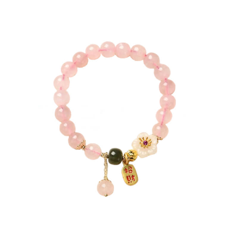 Nimara Ritual Natural Pink Crystal Jade Flower Warm Love Bracelet