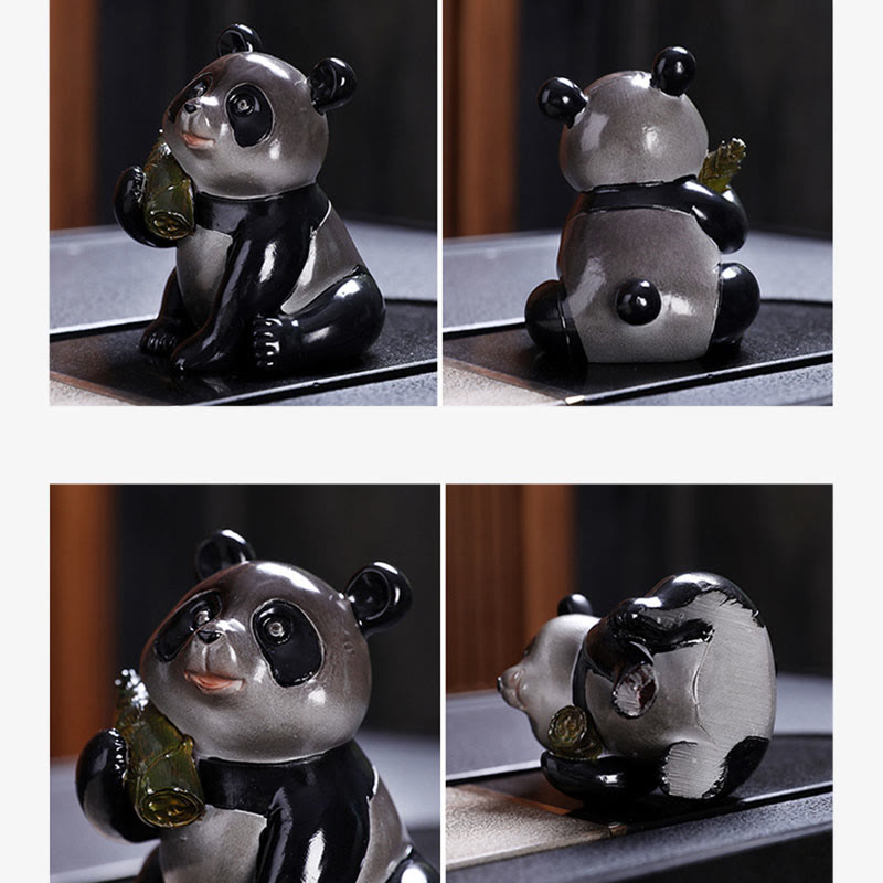 Nimara Ritual Color Changing Small Cute Panda Bamboo Tea Pet Resin Home Figurine Decoration
