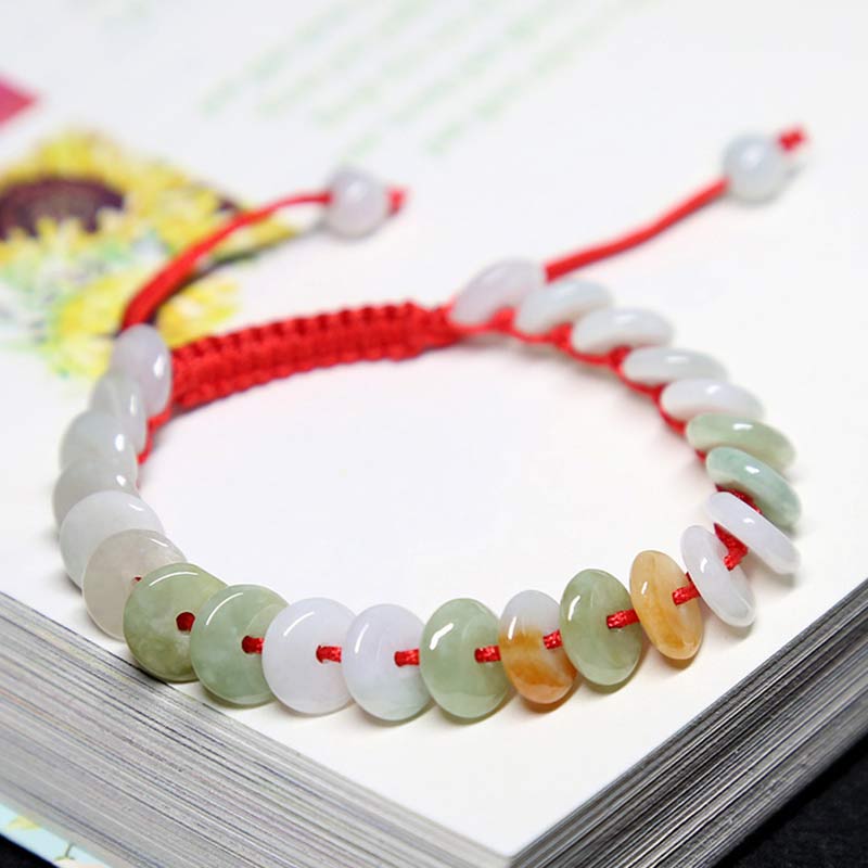 Nimara Ritual Round Jade Lucky Red String Weave Bracelet