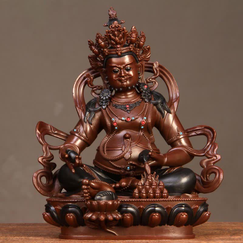 Nimara Ritual Yellow Jambhala Bodhisattva Figurine Compassion Copper Statue Home Office Decoration