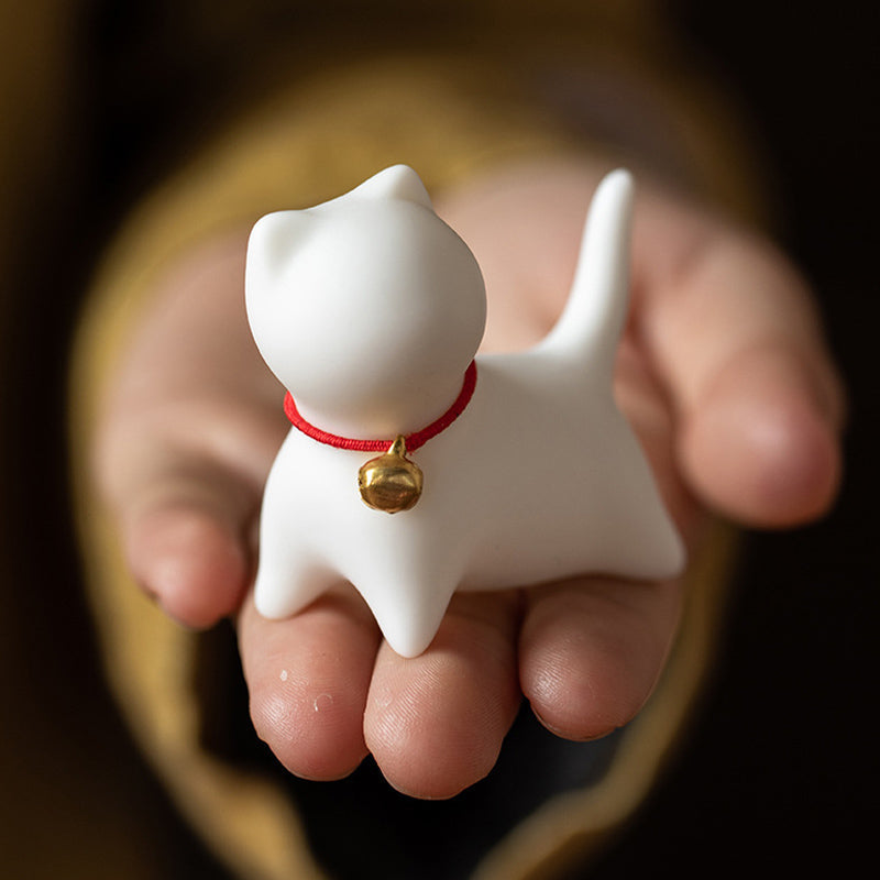 Nimara Ritual Mini Small Cute Cat Tea Pet Ceramic Home Desk Figurine Decoration