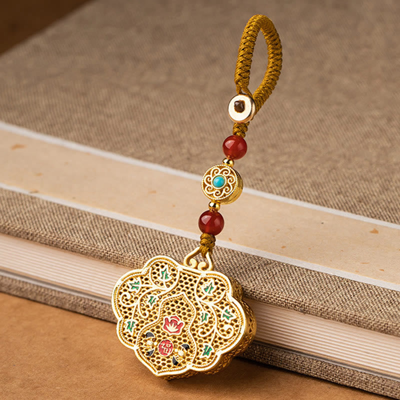 Nimara Ritual Lock of Good Wishes Fu Character Luck Blessing Key Chain