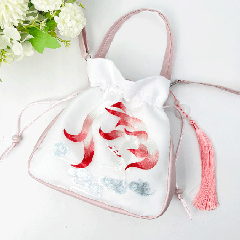 Nimara Ritual Suzhou Embroidery Rabbit Lotus Epiphyllum Peony Magnolia Silk Tote Crossbody Bag Shoulder Bag Handbag